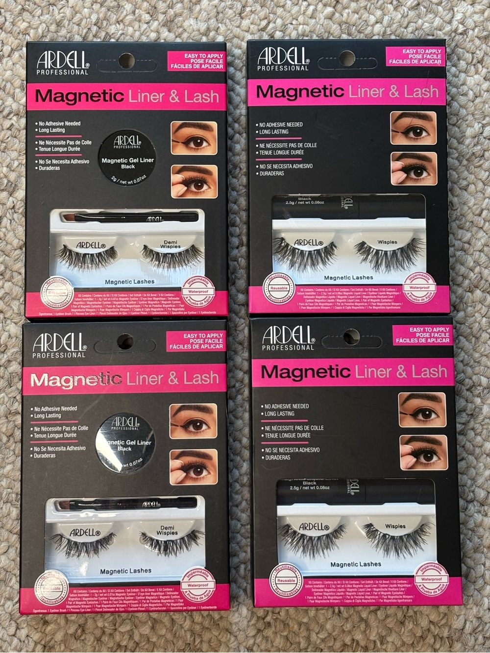 Ardell Magnetic Liner & Lash Kit 4-Pc Bundle Demi Wispies & Wispies NEW